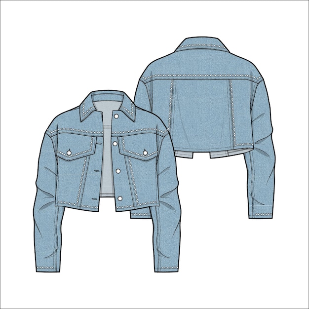 veste en denim avec chemise dessin plat