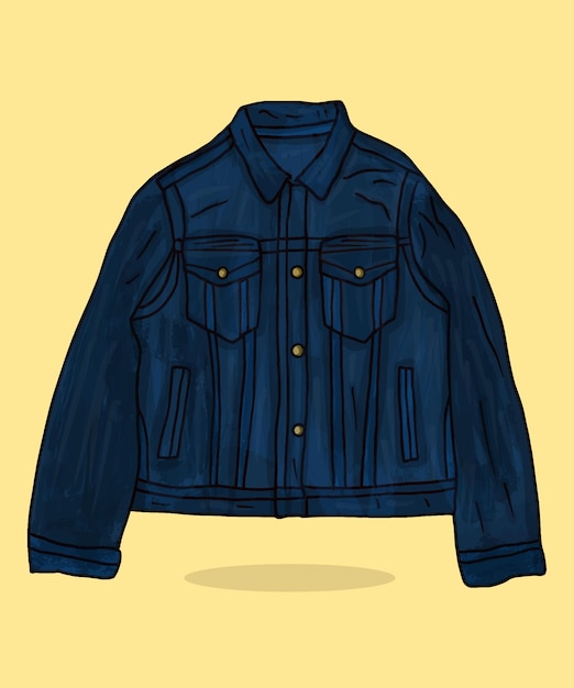 Veste En Jean De Dessin Animé De Style Doodle