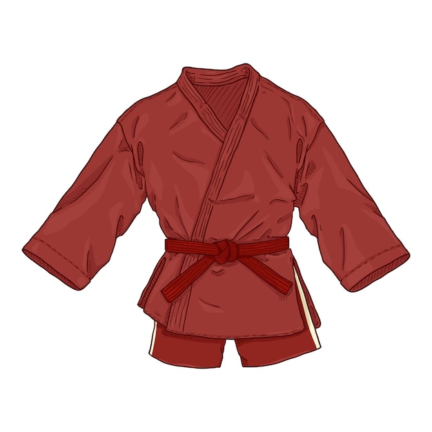 Veste et short kimono d'uniforme Sambo rouge