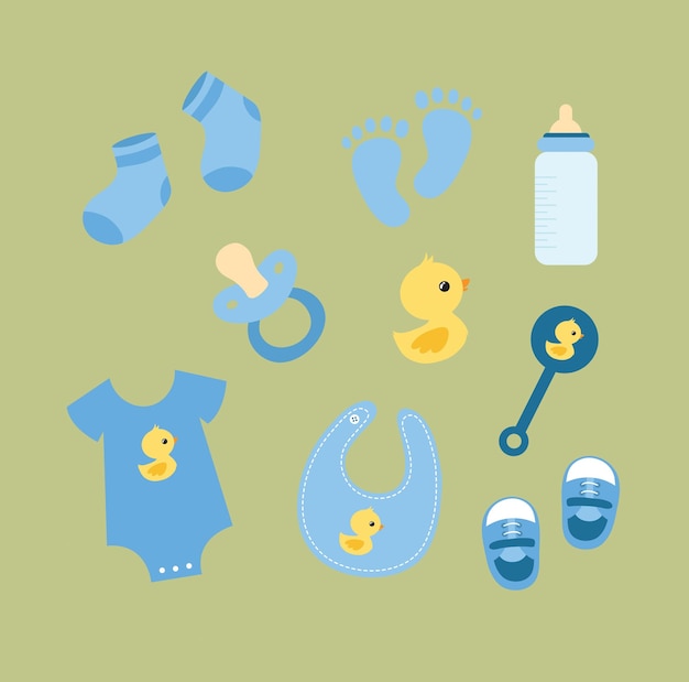 vêtements et éléments bleus pour bébés