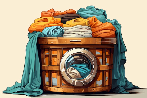 Vecteur des vêtements sales dans des paniers à linge une pile en désordre de linge sale illustration vectorielle