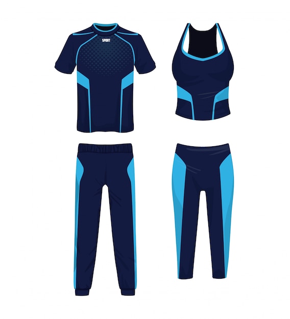 Vecteur vêtements de sport pour hommes et femmes