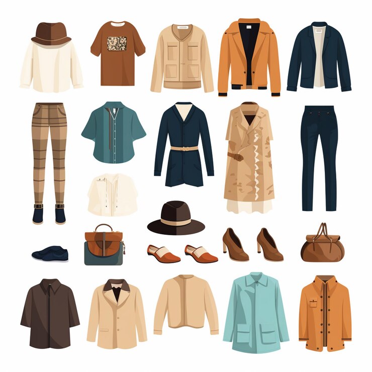 Vecteur vêtements vectoriels illustration de mode vêtements isolés ensembles de vêtements vêtements design dre