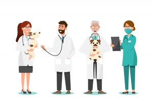 Vétérinaire et médecin avec chien en clinique vétérinaire