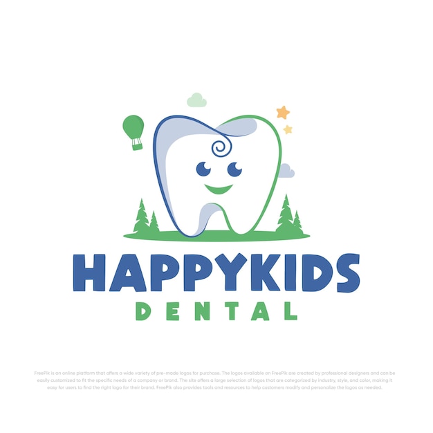 vetor premium de conception de logo de dentiste pour enfants