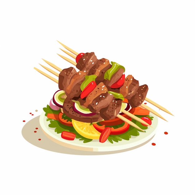 viande de bœuf grillée vecteur kebab repas nourriture restaurant illustration isolée poulet grillé