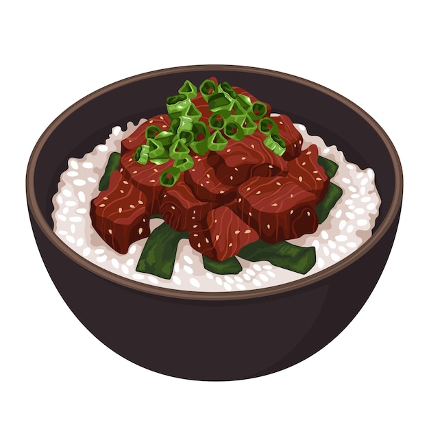 Vecteur viande boeuf riz plat asiatique nourriture délicieuse illustration vectorielle