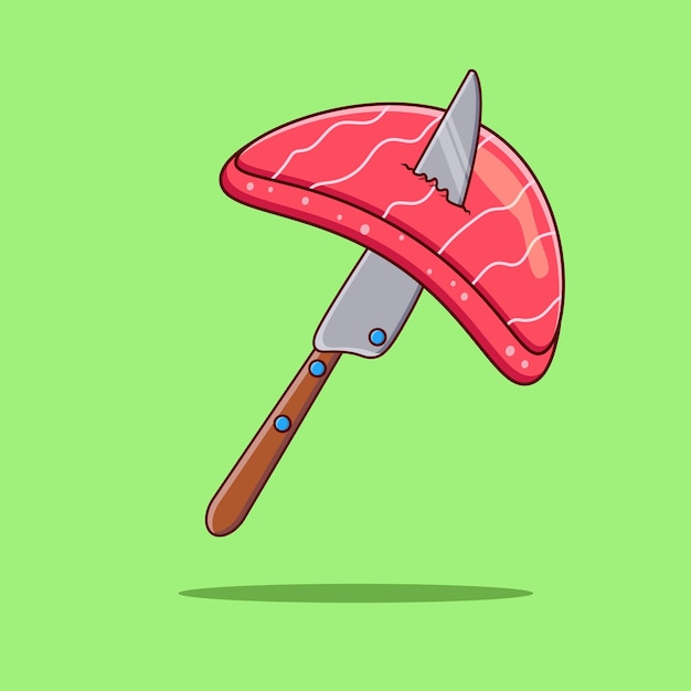 Viande De Poisson Et Illustration Vectorielle De Couteau