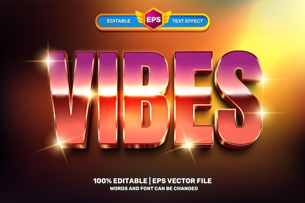 Vibes brillantes films rétro des années 1980 Style d'effet de texte modifiable en gras 3D