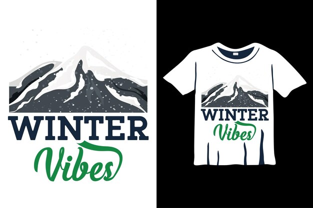 Vecteur vibes d'hiver tshirt design tee imprimé tshirt design lettrage modèle de conception de tshirt