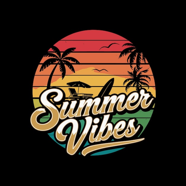 Des vibrations d'été, un coucher de soleil sur la plage, un design tropical.