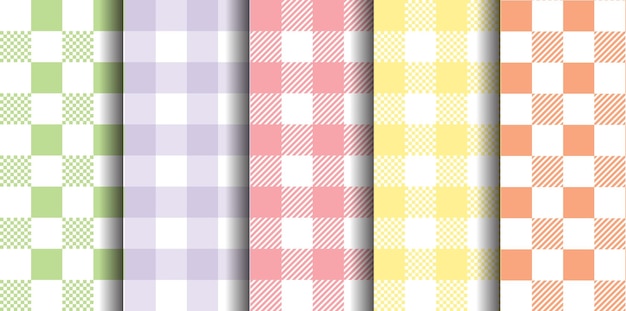 Vichy Seamless Set Pastel Gingham Pattern Background Pour La Couverture De Papier Peint De Pâques