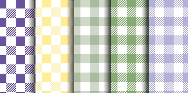 Vichy Seamless Set Pastel Gingham Pattern Background Pour La Couverture De Papier Peint De Pâques