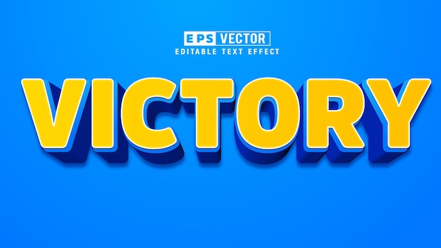 Victoire 3d vecteur d'effet de texte modifiable avec fond
