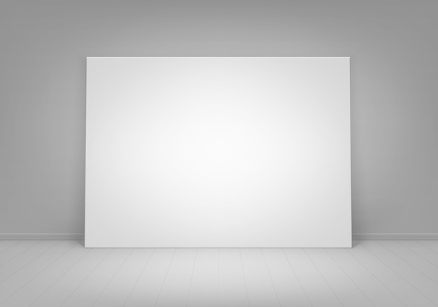 Vide blanc blanc maquette affiche cadre photo debout sur le sol avec vue de face du mur