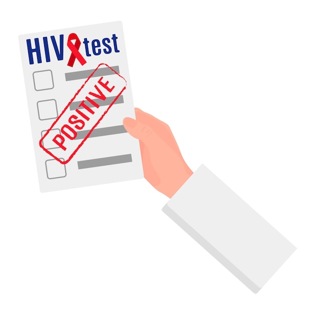Vide de vecteur avec résultat positif ou test sanguin pour le VIH. Journée mondiale du sida.