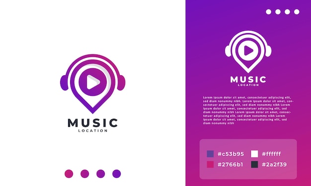 Vidéo Play Music Spot Logo Pin Podcast Icon Logo Design Template Element