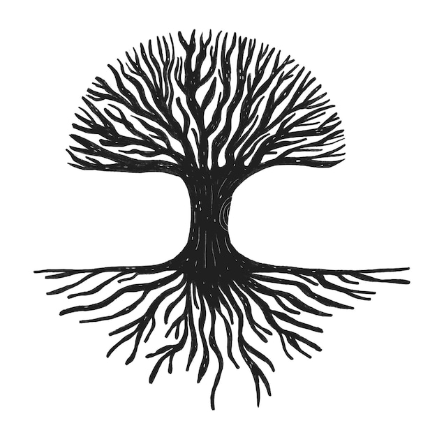 Vecteur vie d'arbre dessiné à la main