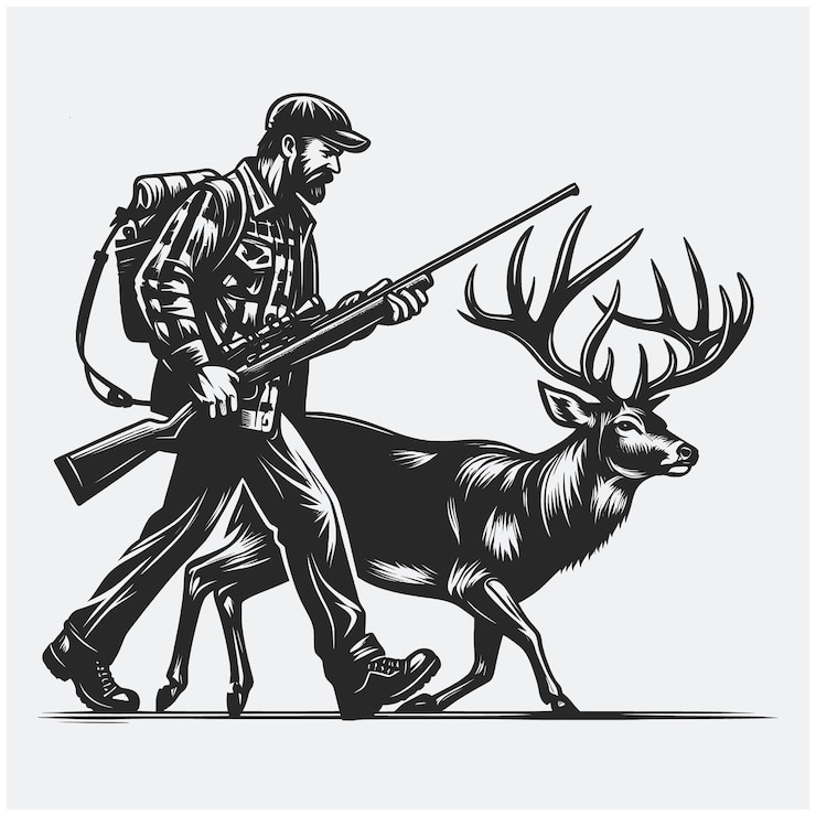 Vecteur vie de chasse fichier de silhouette vectorielle svg chasse à la vie de chasse sve silhouette saison de chasse