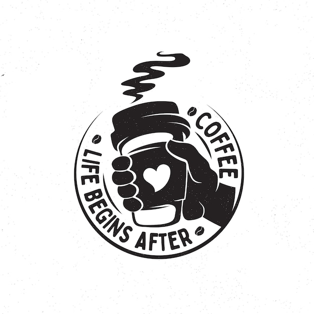 Vecteur la vie commence après la silhouette vintage du café logo