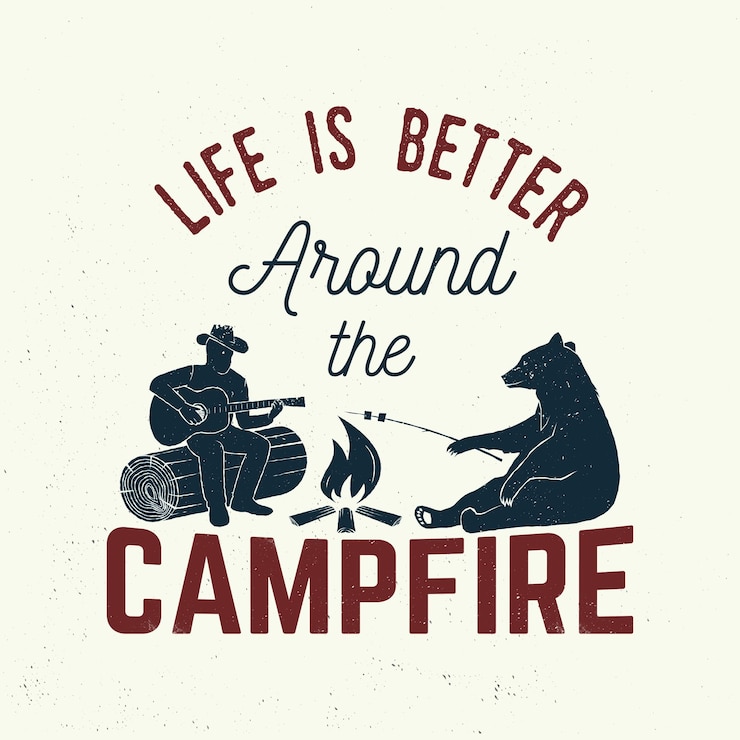 Vecteur la vie est meilleure autour du feu de camp illustration vectorielle
