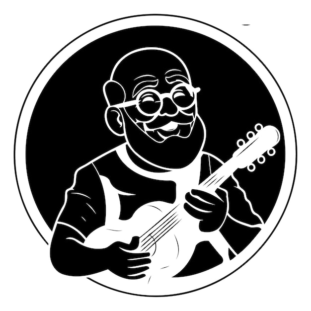 Vecteur un vieil homme jouant de la guitare illustration vectorielle d'un vieil homme qui joue de la guitarre