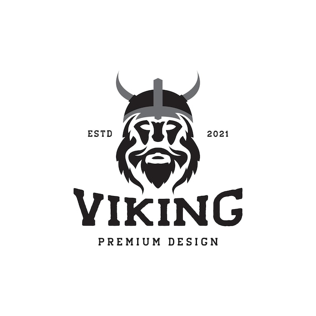 Vieil Homme Vintage Viking Logo Design Vecteur Graphique Symbole Icône Illustration Idée Créative