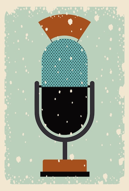 Vecteur vieux microphone affiche isolé