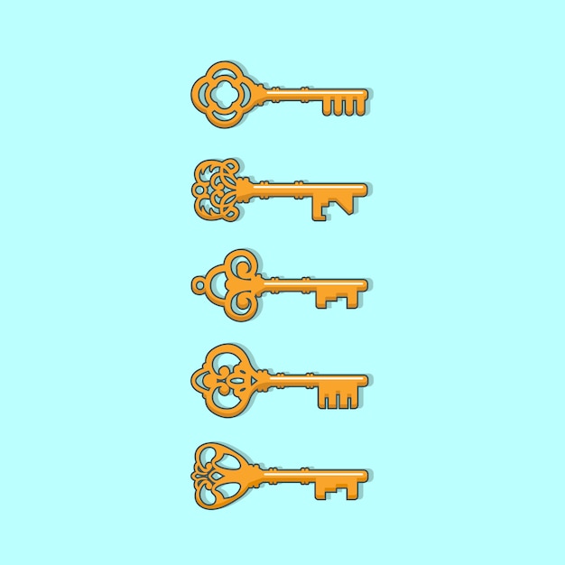 Vieux Vintage Key Vector Set