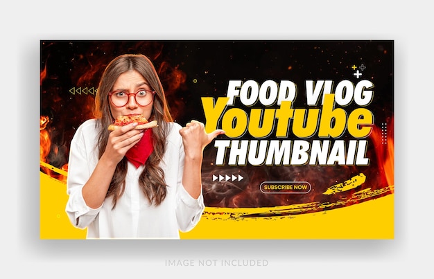 Vecteur vignette de la chaîne youtube food review et conception de la bannière web
