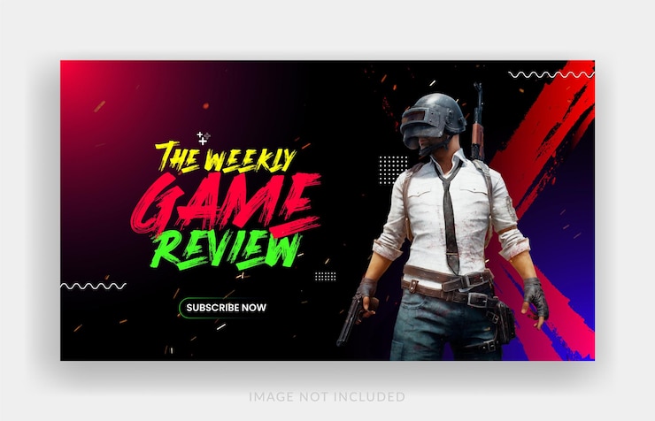 Vecteur vignette de la chaîne youtube game review et conception de la bannière web