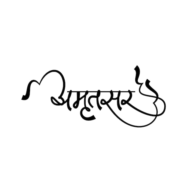 Vecteur ville d'amritsar dans l'expression calligraphique