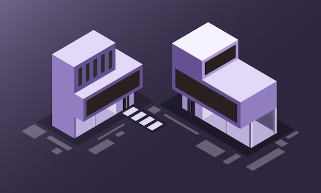 Vecteur ville de construction isométrique avec 3d plat isolé pour créer une infrastructure de construction isométrique