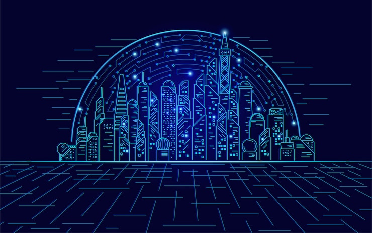 Vecteur ville hologramme