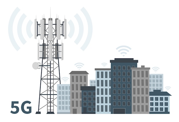 Ville Intelligente Innovante Avec Mât De Station De Base 5g