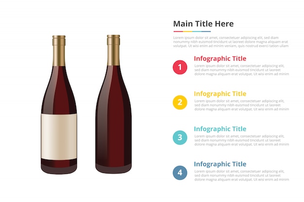 Vin En Bouteille Modèle Infographie à Quatre Points