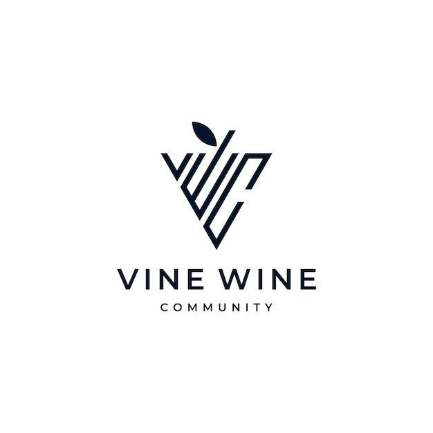 Vecteur vine wine grape fruit avec lettre initiale vwc logo design inspiration