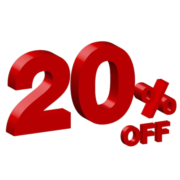 vingt 20 pour cent de réduction sur l'illustration vectorielle 3d