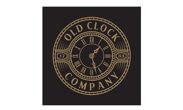 Vintage / Antique Old Clock Logo Avec Style Steampunk