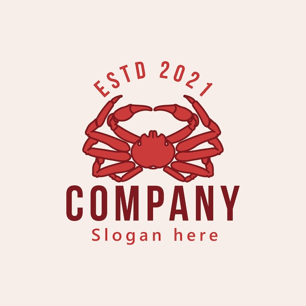 Vintage crabe fruits de mer logo logo design illustration vectorielle élément de conception isolé