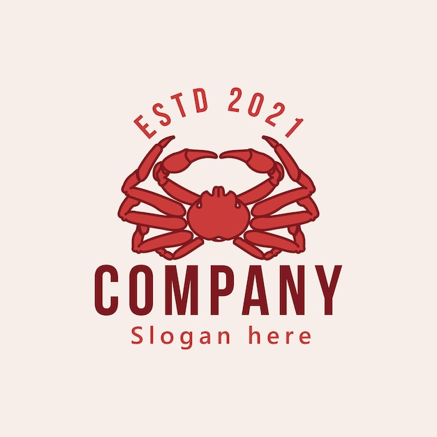 Vintage Crabe Fruits De Mer Logo Logo Design Illustration Vectorielle élément De Conception Isolé