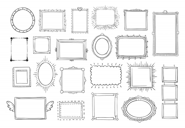 Vintage doodle sketch frames
