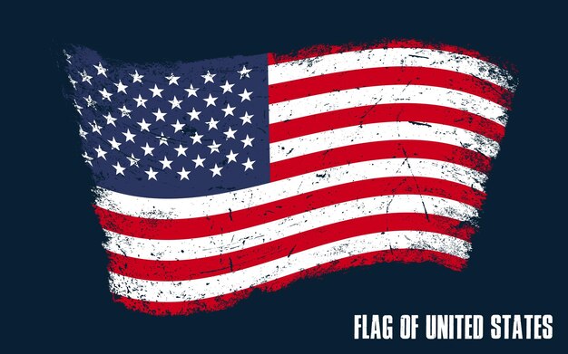 Vintage drapeau des États-Unis effet Grunge avec coup de pinceau