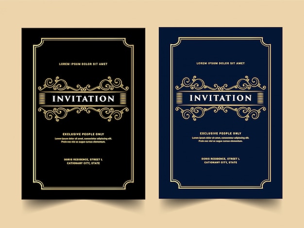 Vintage Ensemble Royal Et Luxe De Carte D'invitation Pour Anniversaire De Mariage