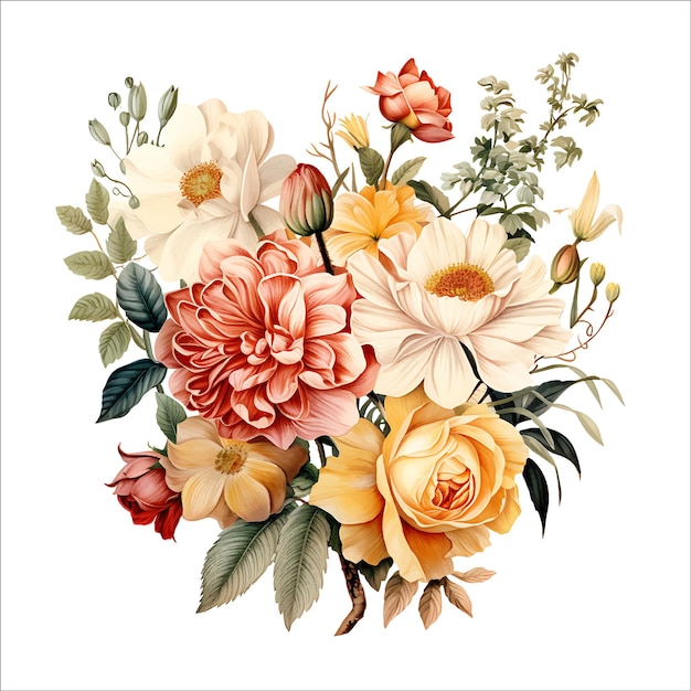 Vintage Fleurs Aquarelle