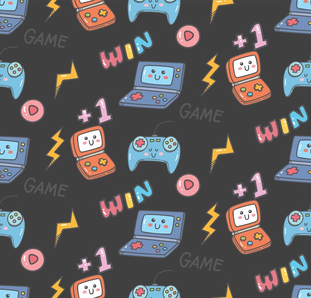 Vecteur vintage kawaii jeu vidéo sans couture