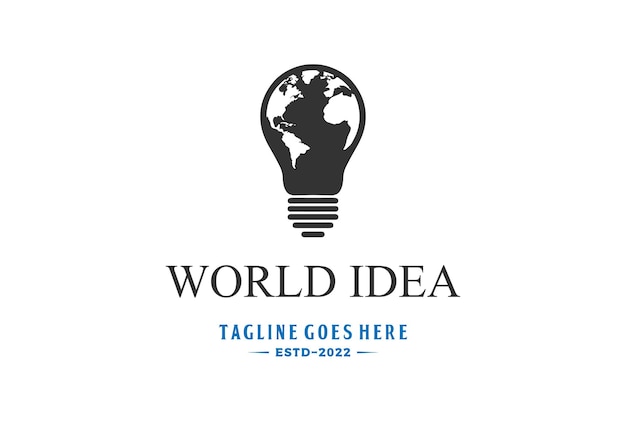 Vintage Light Electric Bulb World Globe Map For Environment Idea Innovation Logo Design
