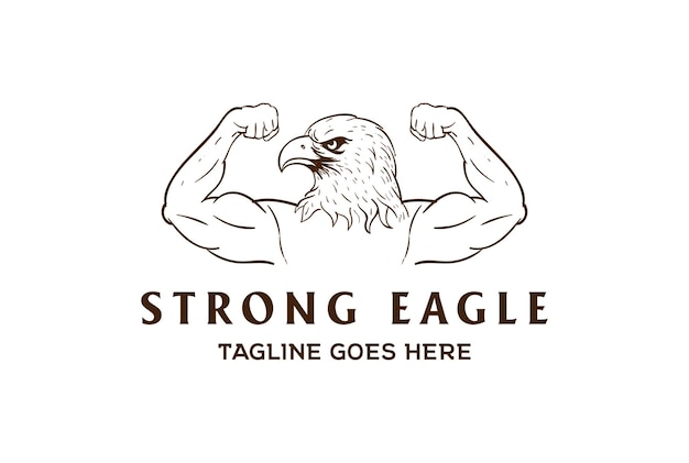 Vintage Muscular Eagle Hawk Falcon Pour Fitness Gym Sport Club Logo Design Vector