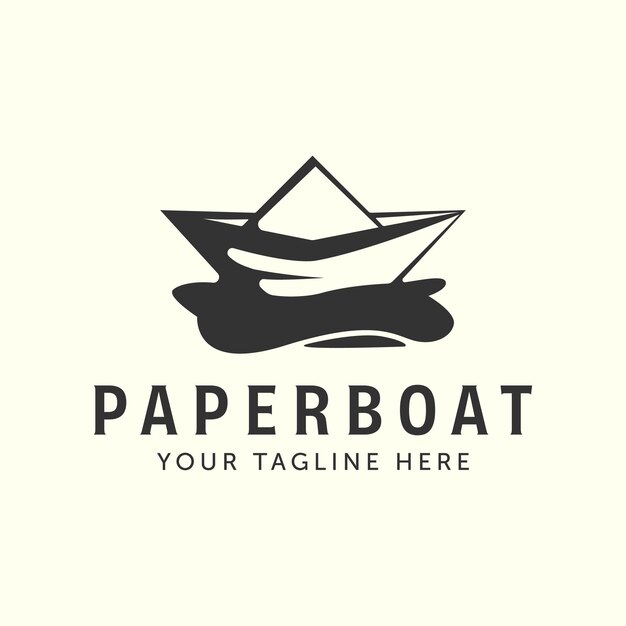 Vintage papier bateau style logo vecteur icône modèle illustration design