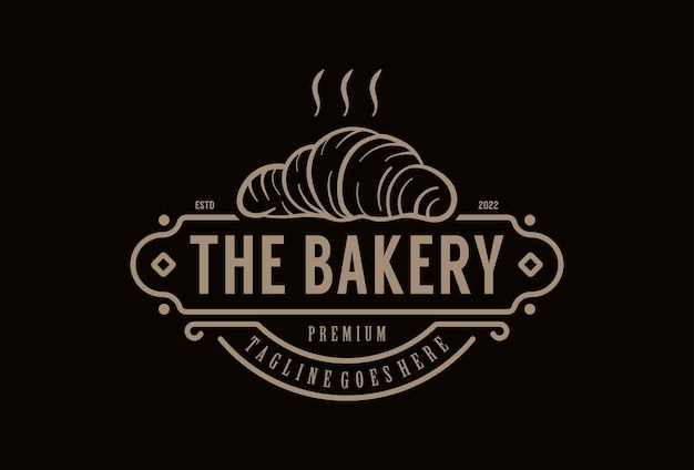 Vecteur vintage retro bakery bake shop étiquette cadre logo design illustration vectorielle